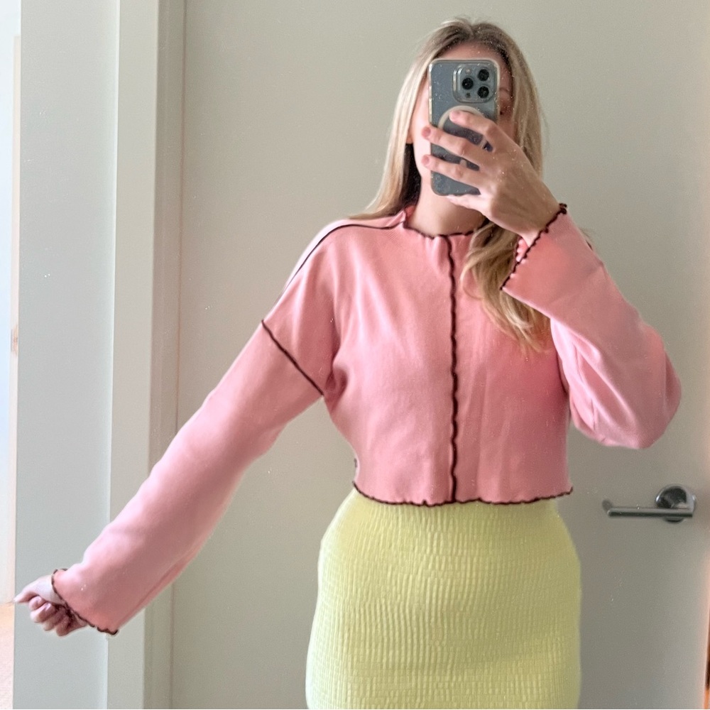 Urban Outfitters Pink Cropped Sweater